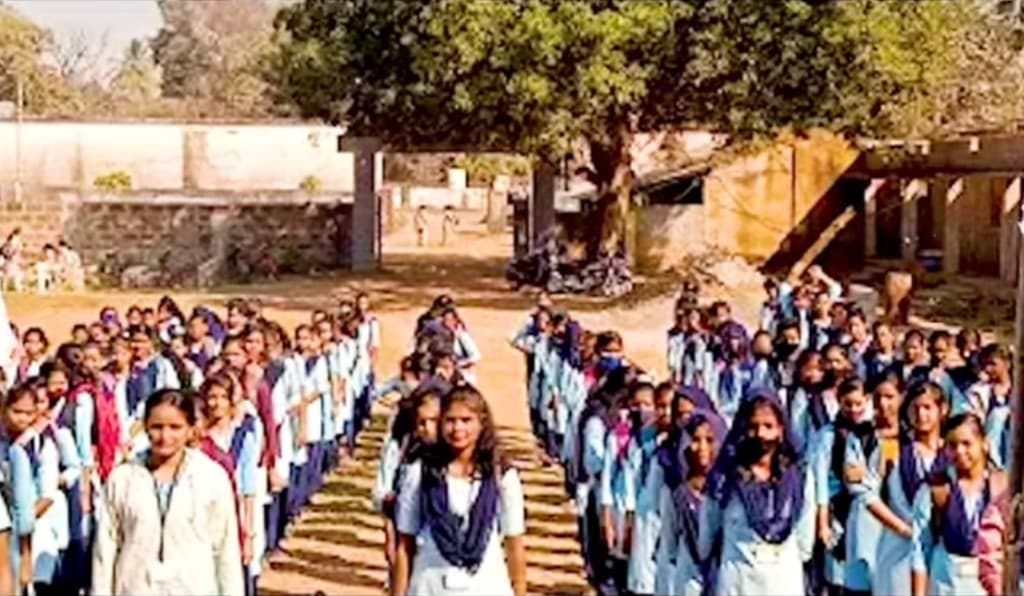 Students at school assembly